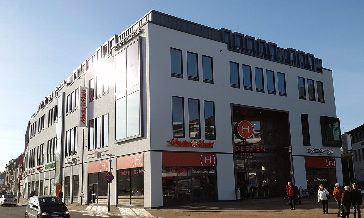 Gebäudedetailansicht Gänsemarkt . Neubau Holsten Galerie, Neumünster