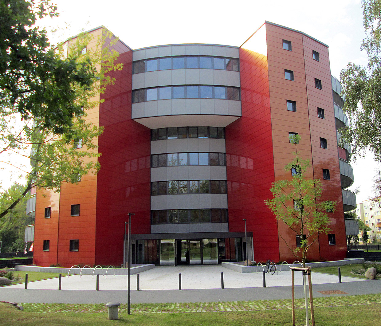 Aussenansicht/ Eingangsbereich . Neubau Mehrfamilienhaus, Degnerstraße Berlin